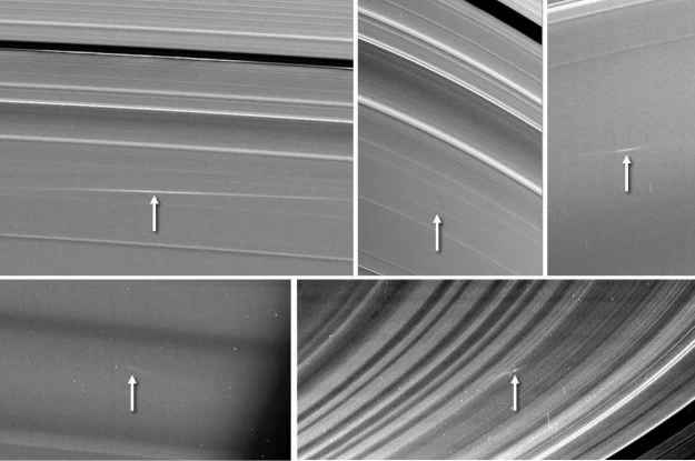 Pierścienie Saturna są poszatkowane znamionami po uderzeniach meteoroidów