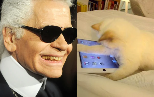 Karl Lagerfeld ze swoją "narzeczoną" Karl Lagerfeld ze swoją "narzeczoną"