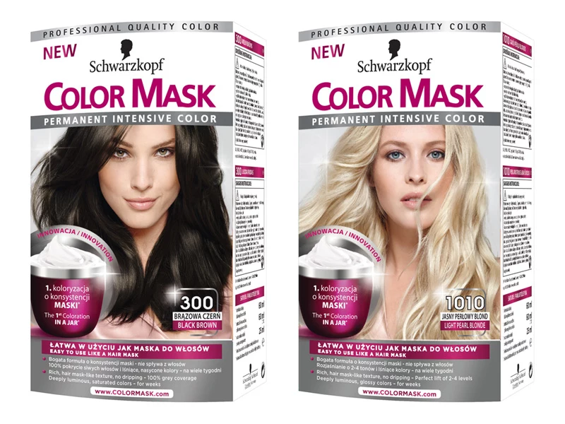 Schwarzkopf Color Mask dostępne są w 18 odcieniach