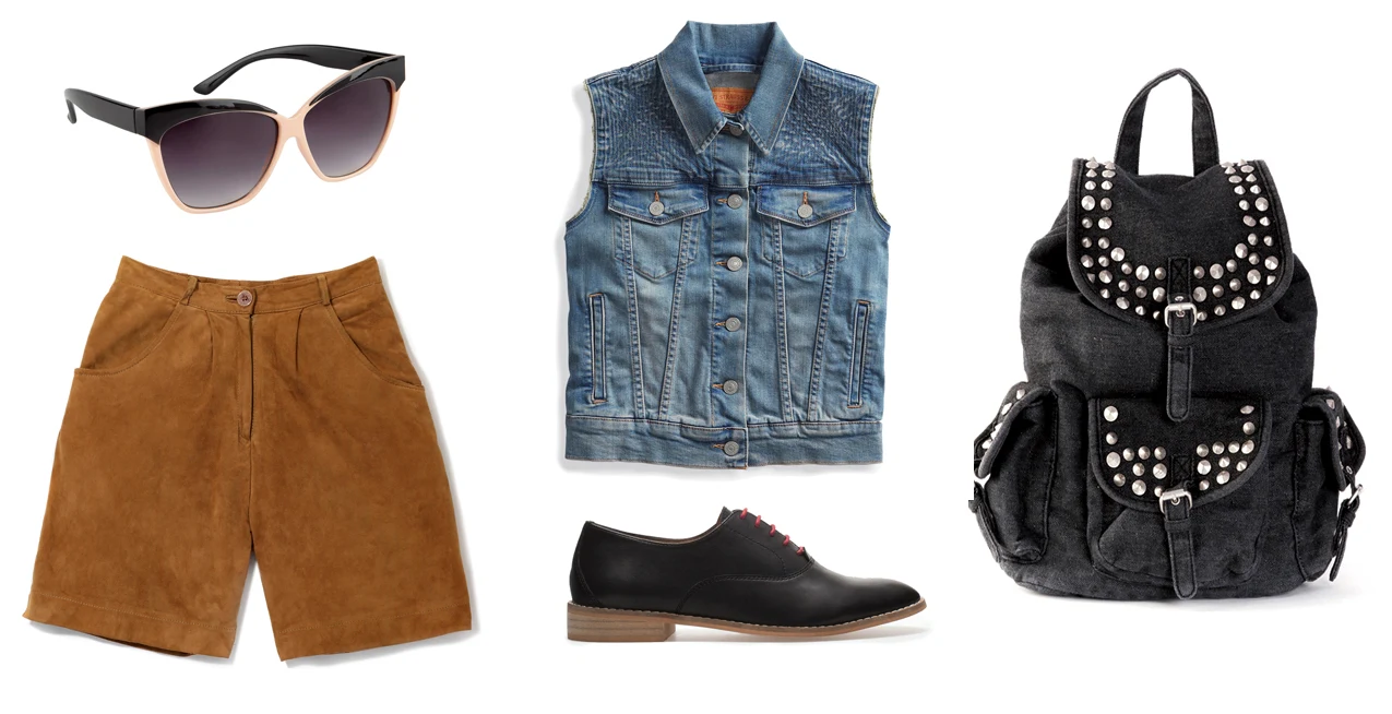 Dla miłośniczek rock and rolla: szorty - TK MAXX | okulary - Aldo | kamizelka - Levi's | buty - ZARA | plecak - Springfiels Dla miłośniczek rock and rolla: szorty - TK MAXX | okulary - Aldo | kamizelka - Levi's | buty - ZARA | plecak - Springfiels