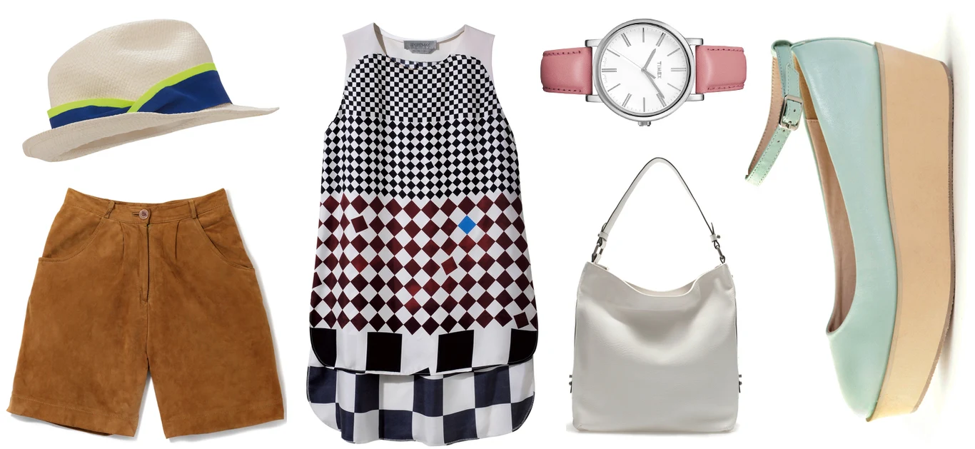 Dla miłośniczek stylu retro: szorty - TK MAXX | kapelusz - Merella | tunika - Sportmax | zegarek - Timex | Torba - Zara | buty - Springfield Dla miłośniczek stylu retro: szorty - TK MAXX | kapelusz - Merella | tunika - Sportmax | zegarek - Timex | Torba - Zara | buty - Springfield