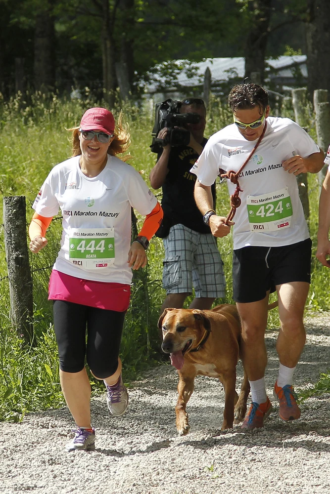 Beata Sadowska z partnerem i psem