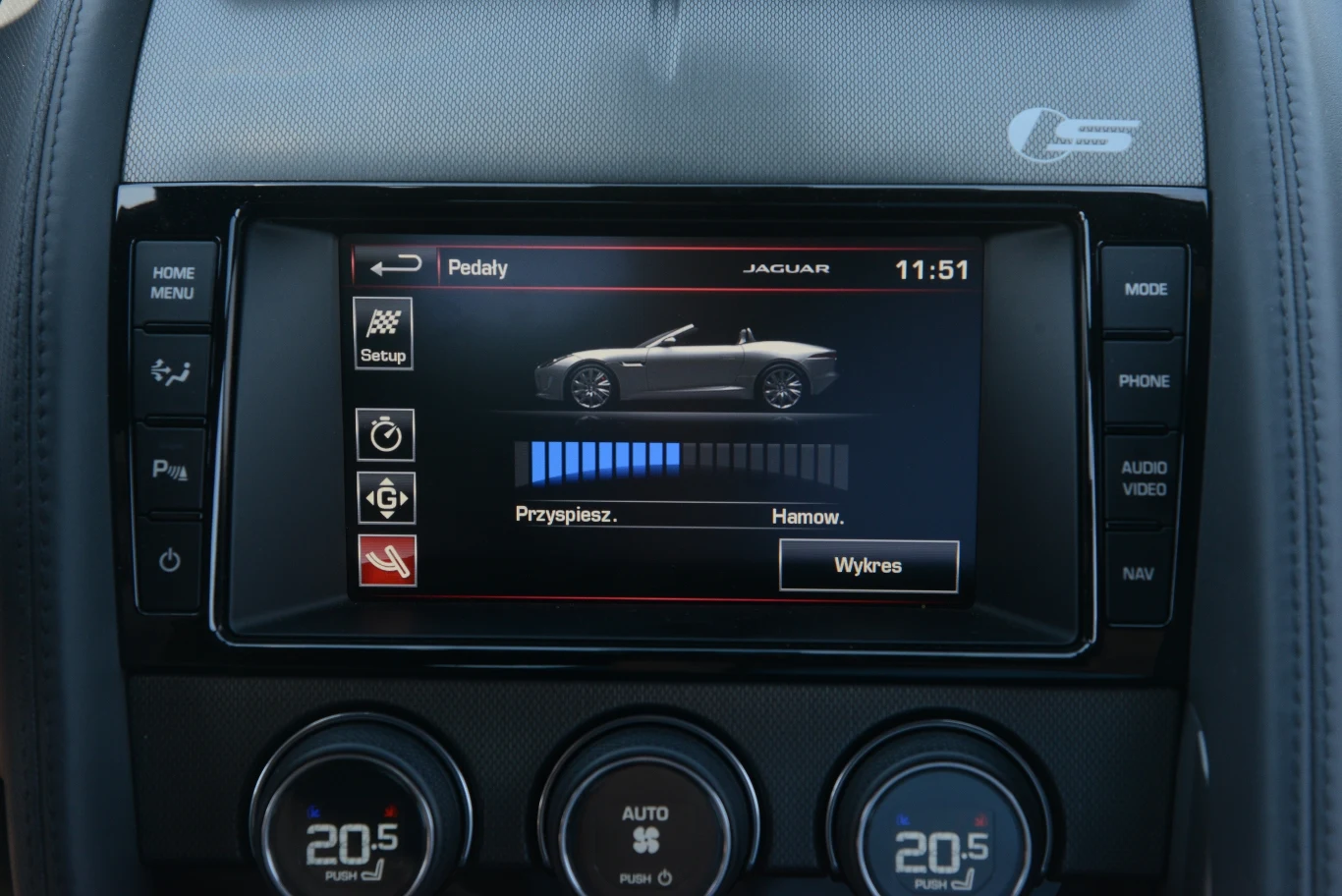 Kolejne wskazanie – użycia pedałów gazu i hamulca. Przycisk „Wykres” pokazuje ich użycie w dłuższym okresie.