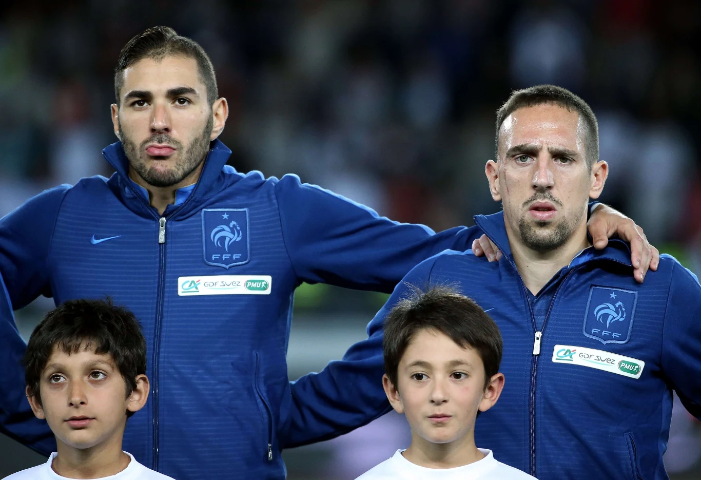 Reprezentanci Francji - Franck Ribery (z prawej) i Karim Benzema Reprezentanci Francji - Franck Ribery (z prawej) i Karim Benzema