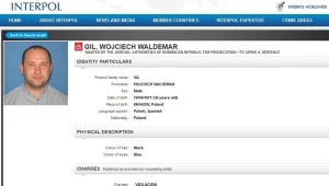 List gończy wystawiony przez interpol za ks. Gilem