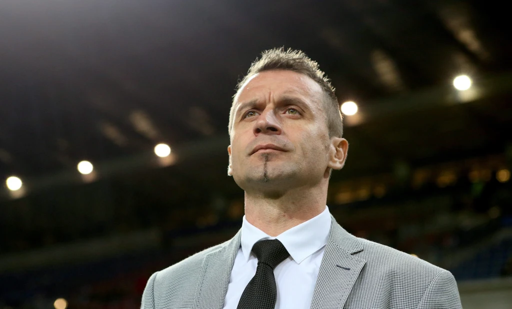 Trener Widzewa Łódź Rafał Pawlak