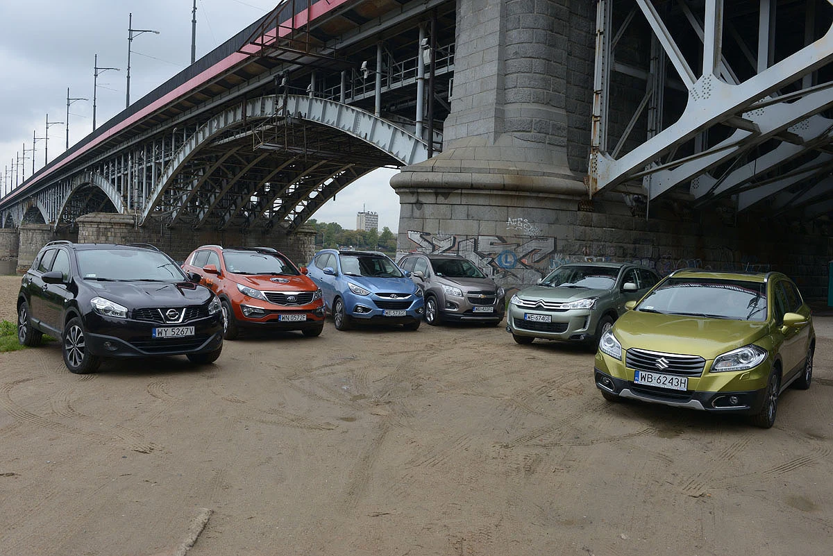Spośród 6 aut w teście, 3 to tegoroczni debiutanci. Nowe jest Suzuki SX4 S-Cross. Hyundai ix35 właśnie przeszedł lifting, a Citroen C4 Aircross – w końcu trafił do Polski.