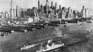 Transatlantyk m/s Piłsudski podczas pierwszego rejsu do Nowego Jorku - rok 1935