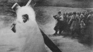 "Pochód na Sybir", malował Artur Grottger, pocztówka sprzed 1918 r.