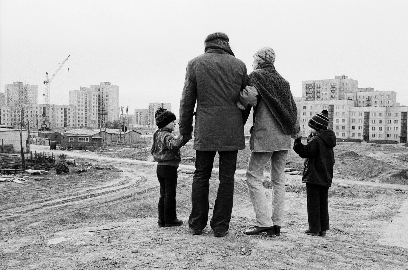 Budowa dzielnicy mieszkaniowej, Ursynów w Warszawie, 1977 rok Budowa dzielnicy mieszkaniowej, Ursynów w Warszawie, 1977 rok