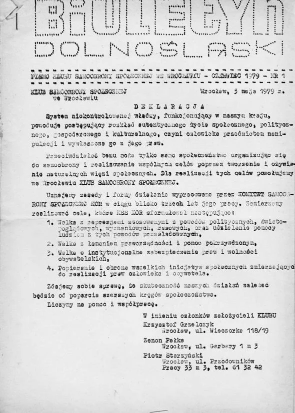 Strona tytułowa pierwszego numeru "Biuletynu Dolnośląskiego"