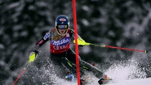 Mikaela Shiffrin na trasie slalomu w Bormio
