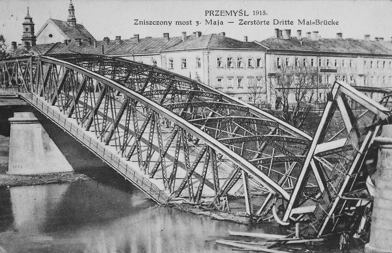 Przemyśl - zniszczony most po zajęciu miasta przez Niemców w maju 1915 roku