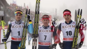 Od lewej: Biełow, Wylegżanin i Połtarain, czyli podium w biegu na 15 kilometrów