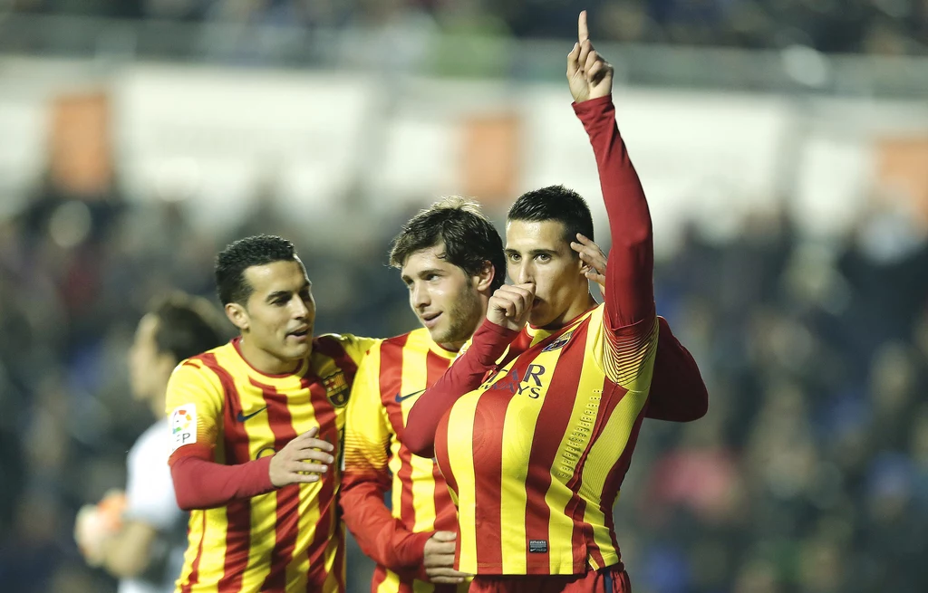 Cristian Tello cieszy się ze zdobycia gola dla Barcelony Cristian Tello cieszy się ze zdobycia gola dla Barcelony