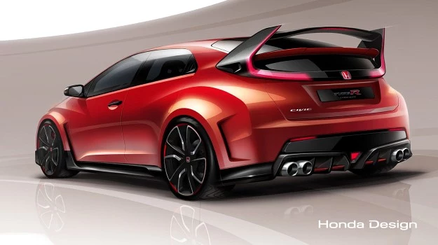 Szkic prototypu nowej Hondy Civic Type R.