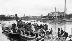 Wilno, lata 30. Parostatek "Śmigly", przystań na rzece Wilja