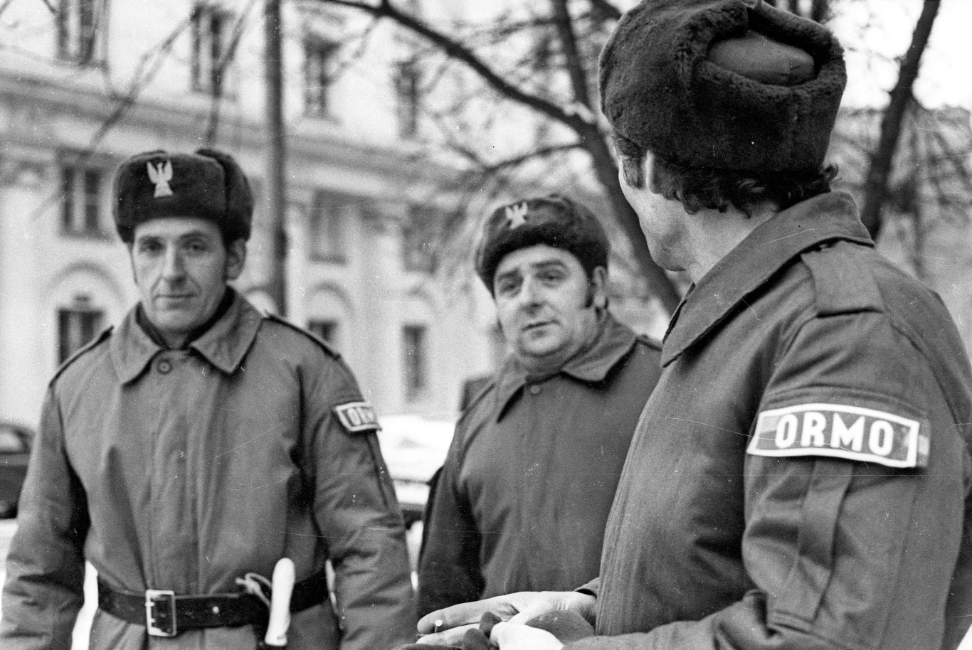 Patrol ORMO w czasie trwania stanu wojennego, styczeń 1982 