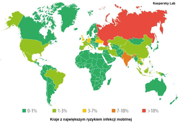 Mapa zagrożeń mobilnych na świecie. Mapa zagrożeń mobilnych na świecie.