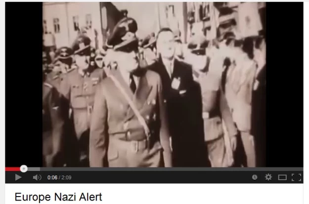 Zrzut ekranu z filmu "Europe Nazi Alert", jaki został umieszczony na podmienionych stronach