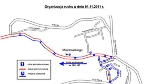 Schemat oragnizacji ruchu 1 listopada w rejonie cmentarzy w Sopocie