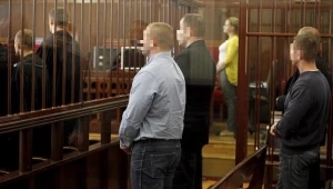 Oskarżeni, od lewej: Rafał J., Marcin K. i Piotr O./fot. Artur  Reszko