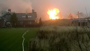 Wybuch gazociągu. fot. Sławek Brdek