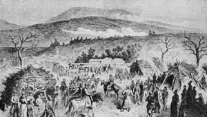 Obóz oddziału Mariana Langiewicza, dyktatora powstania styczniowego 