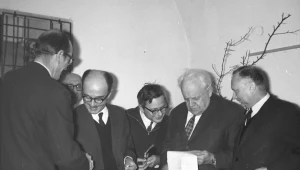 Sygnatariusze Listu 34 (od prawej): Stefan Kisielewski, Melchior Wańkowicz, Jan Józef Lipski (zbierał podpisy), Paweł Jasienica i Antoni Słonimski