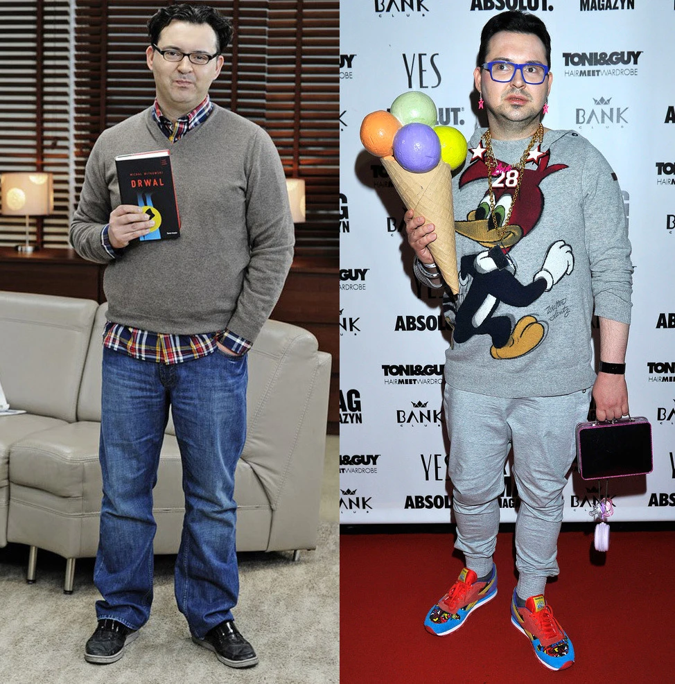 Michał Witkowski przed i po metamorfozie Michał Witkowski przed i po metamorfozie