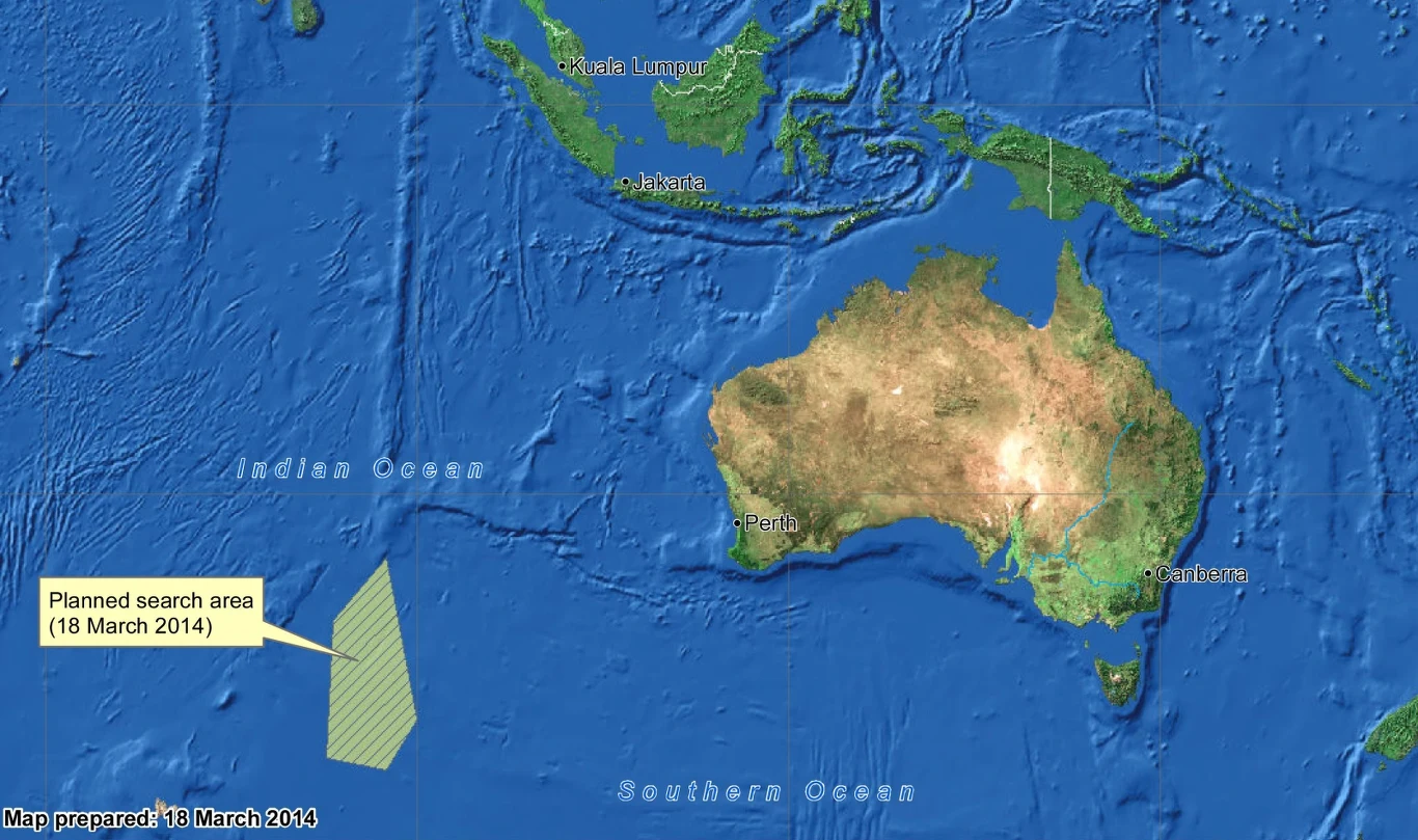 Perth Mapa Malezja: Chiński satelita wykrył obiekty mogące być szczątkami boeinga ...