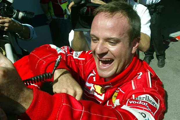 Barrichello świętuje zdobycie pole-position