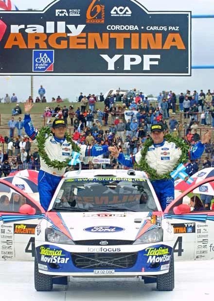 Carlos Sainz na podium nie wiedział jeszcze, że to on wygra Rajd Argentyny