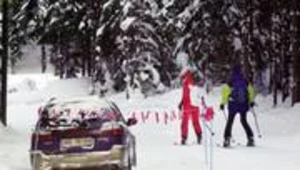 Narciarze omijają zakopane subaru / fot: Tygodnik Podhalanski