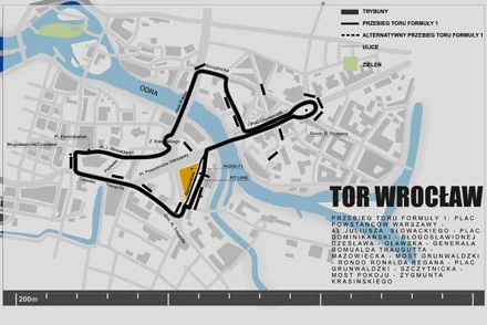 Trasa ulicznego toru we Wrocławiu