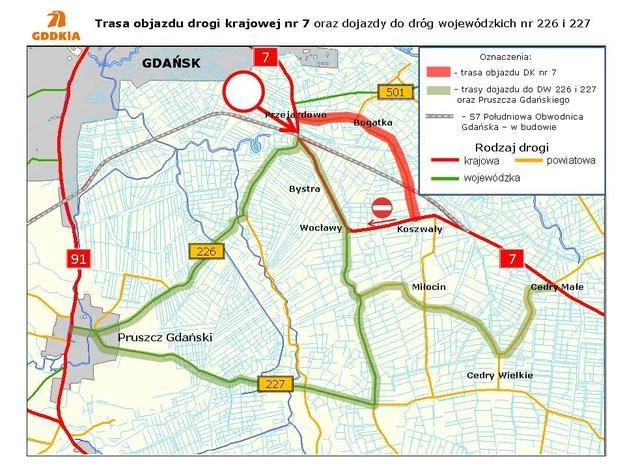 Utrudnienia na siódemce koło Gdańska / Fot: GDDKiA