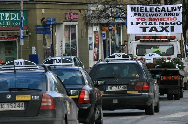 Protest taksówkarzy. Fot. Jacek Waszkiewicz