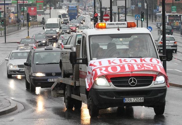 Taksówkarski protest w Krakowie