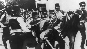 Ujęcie Gawriły Principa - zamachowca, który zamordował austro-węgierskiego następcę tronu arcyksięcia Franciszka Ferdynanda. Sarajewo, 28 czerwca 1914 r.