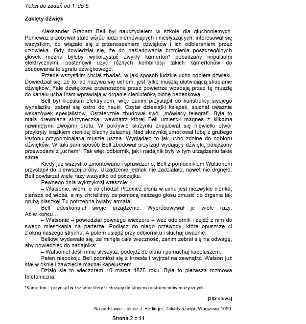Sprawdzian szóstoklasisty 2014: Arkusz i odpowiedzi - Wydarzenia w