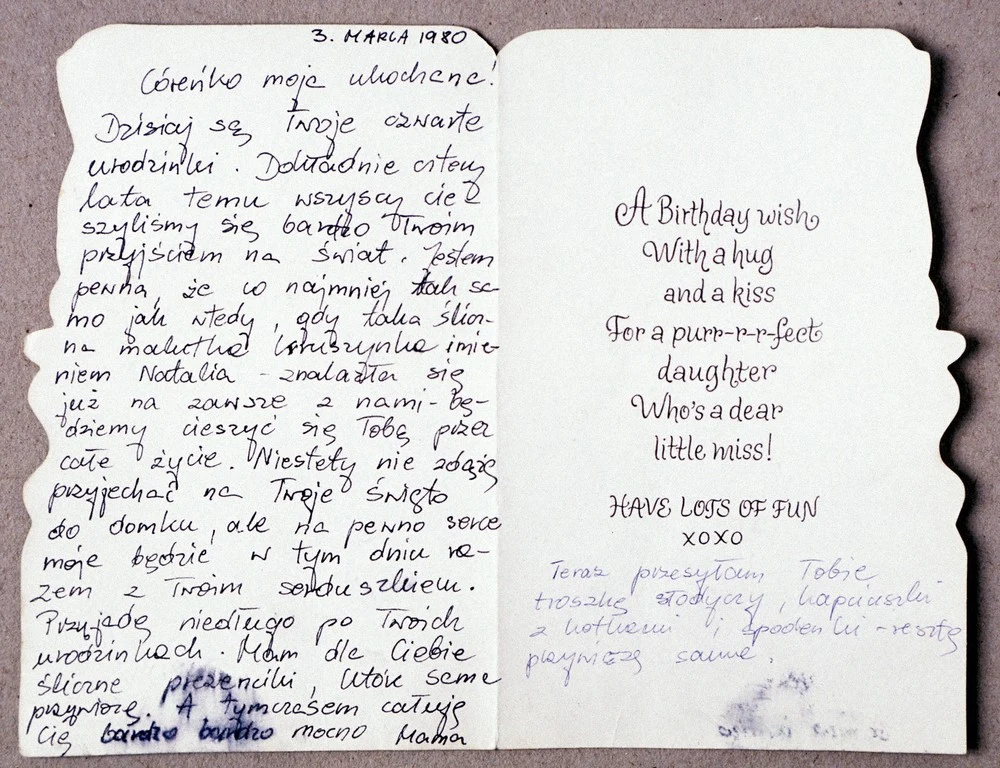 List Anny Jantar do córki Natalii List Anny Jantar do córki Natalii