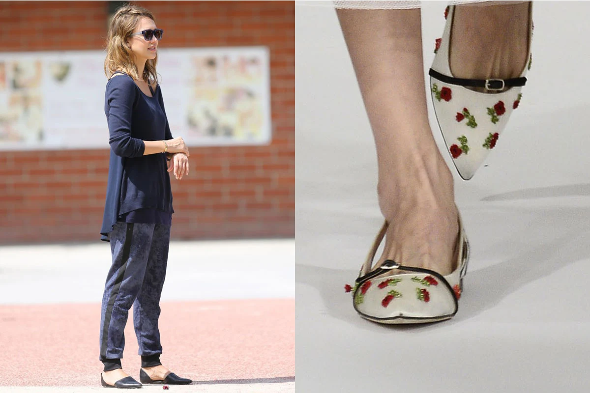 Jessica Alba w wysmuklających stopę pantoflach z czubkiem. Urocze pantofelki z pokazu Oscara de la Renta/fot. EastNews/East News Zeppelin Jessica Alba w wysmuklających stopę pantoflach z czubkiem. Urocze pantofelki z pokazu Oscara de la Renta/fot. EastNews/East News Zeppelin