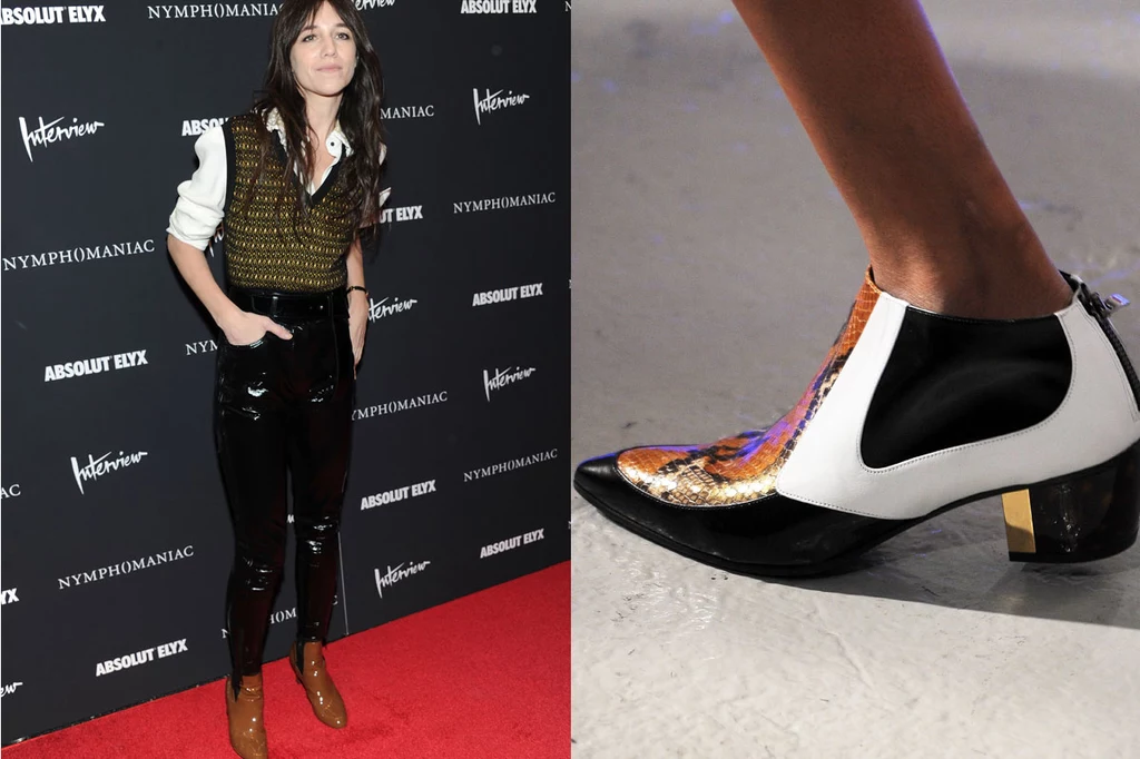 Lakierowane botki Charlotte Gainsbourg z kolekcji Louis Vuitton i krótkie kowbojki Rodarte must have sezonu/fot. Getty Images/EastNews Zeppelin