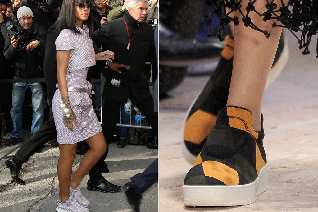 Rihanna w sneakersach od Chanel.  Wsuwane vansy z pokazu Celine/fot.Getty Images/EastNews Zeppelin