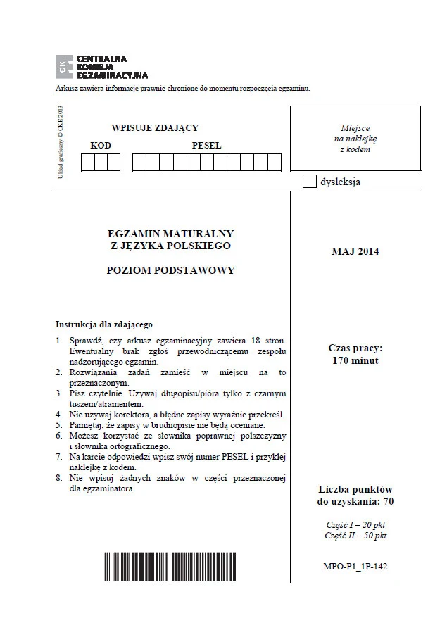 Matura 2014: Język polski. Arkusze i rozwiązania