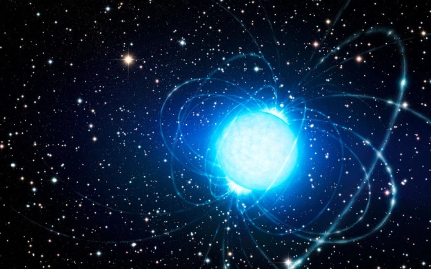 Magnetar w gromadzie gwiazd Westerlund 1 Źródło: ESO/L. Calçada Magnetar w gromadzie gwiazd Westerlund 1 Źródło: ESO/L. Calçada