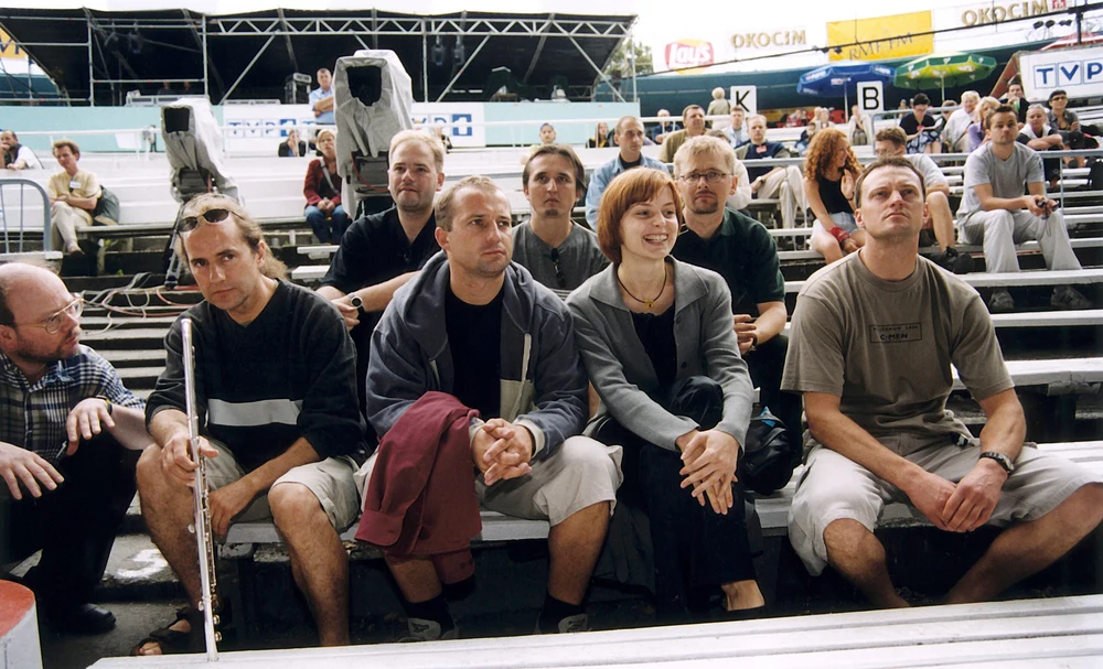 Halina Mlynkova z zespołem Brathanki na festiwalu w Opolu Halina Mlynkova z zespołem Brathanki na festiwalu w Opolu