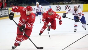 Marcin Kolusz, kapitan hokejowej reprezentacji Polski podczas meczu z Chorwacją na MŚ w Wilnie