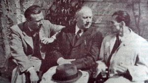 Od lewej: główny architekt boguchwalskiej fabryki inż. Medard Stadnicki, właściciel zakładu inż. Stanisław Syska, syn właściciela inż. Zbigniew Syska