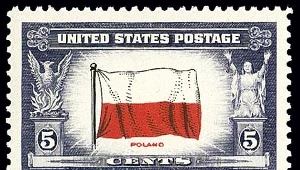 Amerykański znaczek z polską flagą